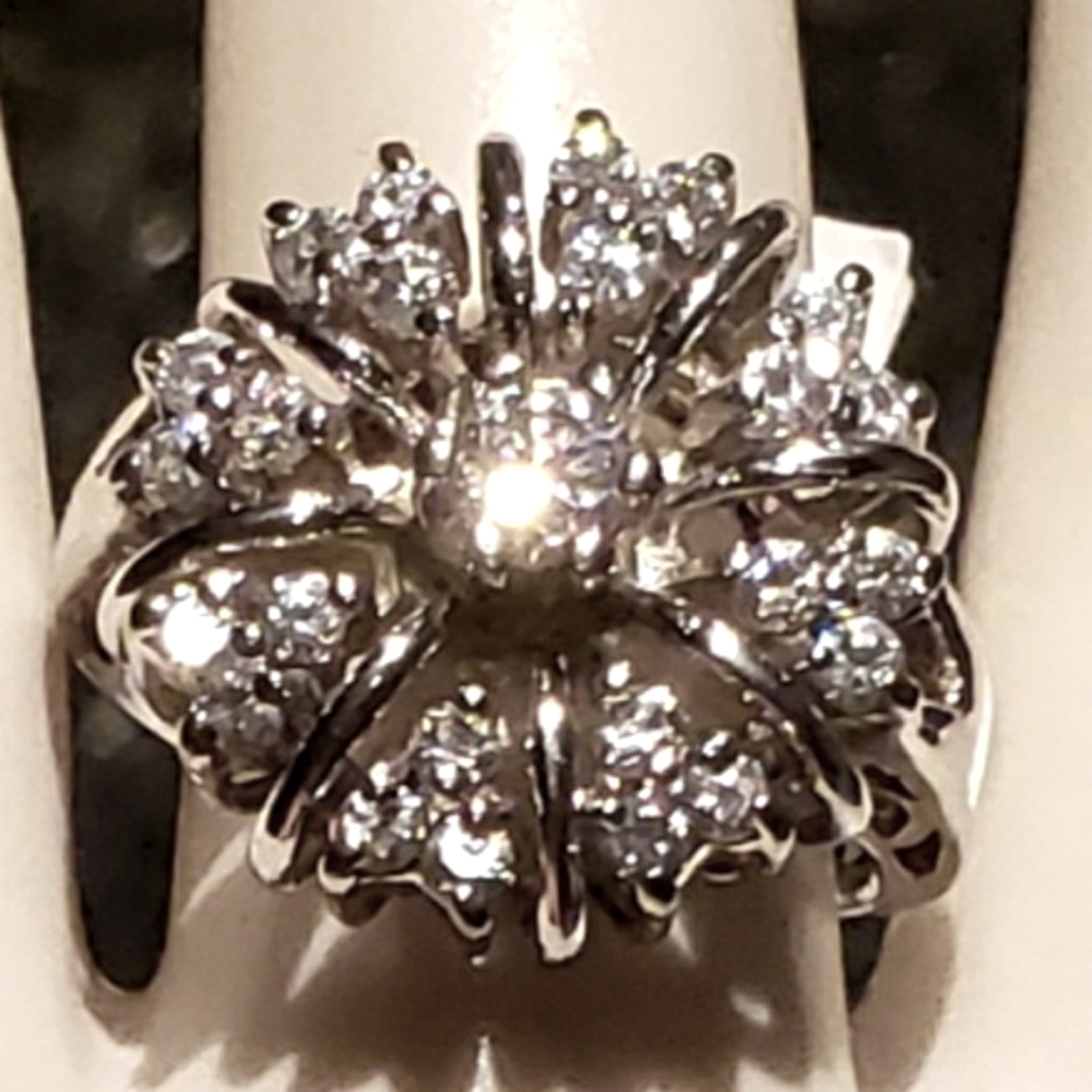 CZ Platinum Plated Sterling Silver ring.